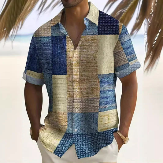 🛍️ 50 % Rabatt – Herren-Kontrasthemd mit gemustertem Design – auffälliger Stil, atmungsaktiv & vielseitig für Alltag & Freizeit 👔
