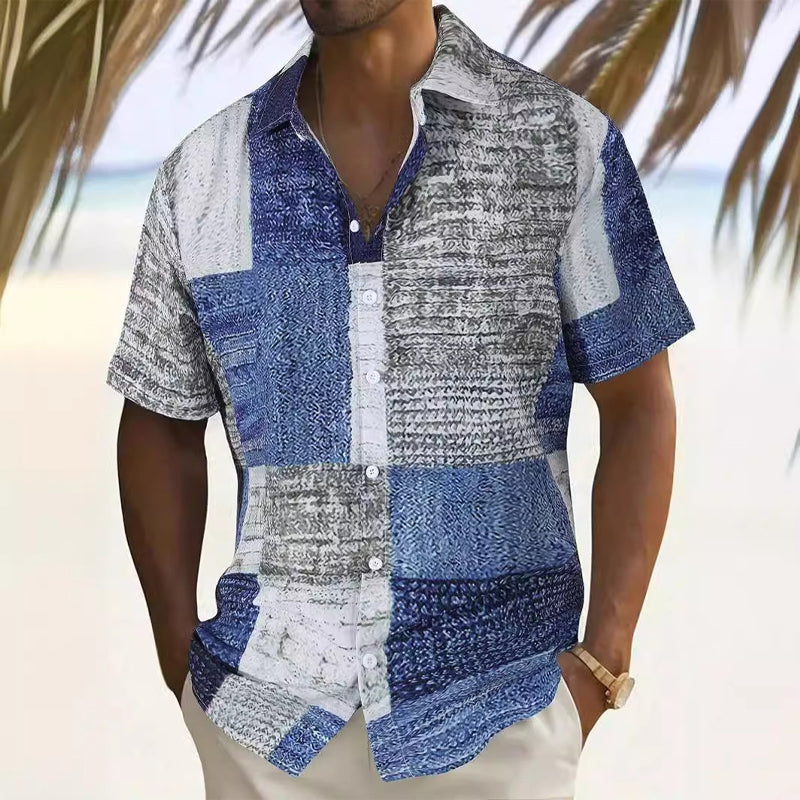 Men's Contrast Color Pattern Shirt