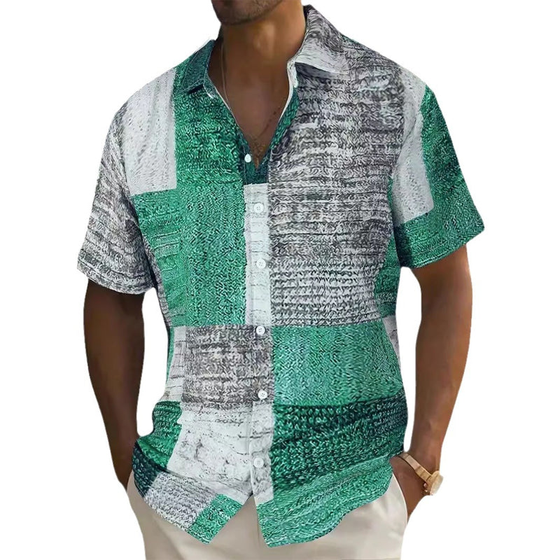 Men's Contrast Color Pattern Shirt
