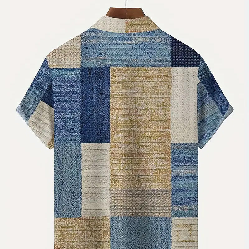 Men's Contrast Color Pattern Shirt