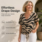 🛍️ 50 % Rabatt – Damen-V-Ausschnitt-T-Shirt mit Zebraprint & Bindeband – lässiger Look, vielseitig & atmungsaktiv