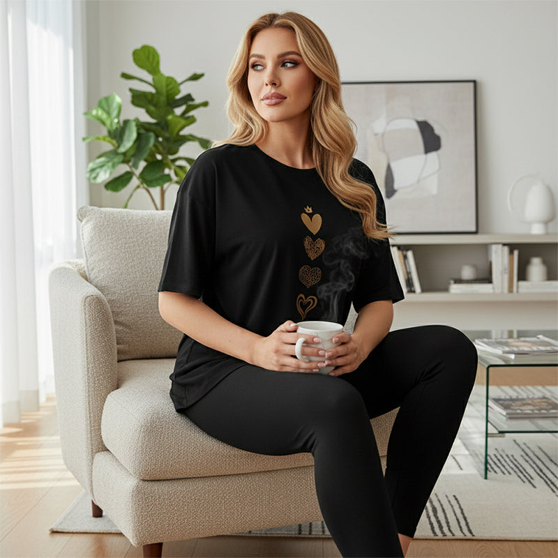❤️ 50% RABATT! 👕 Damen Lässiges Herz-Print Kurzarm T-Shirt – Modisch & bequem im Alltag