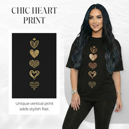 ❤️ 50% RABATT! 👕 Damen Lässiges Herz-Print Kurzarm T-Shirt – Modisch & bequem im Alltag