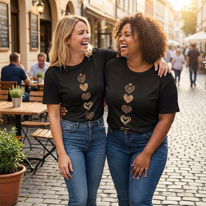 ❤️ 50% RABATT! 👕 Damen Lässiges Herz-Print Kurzarm T-Shirt – Modisch & bequem im Alltag