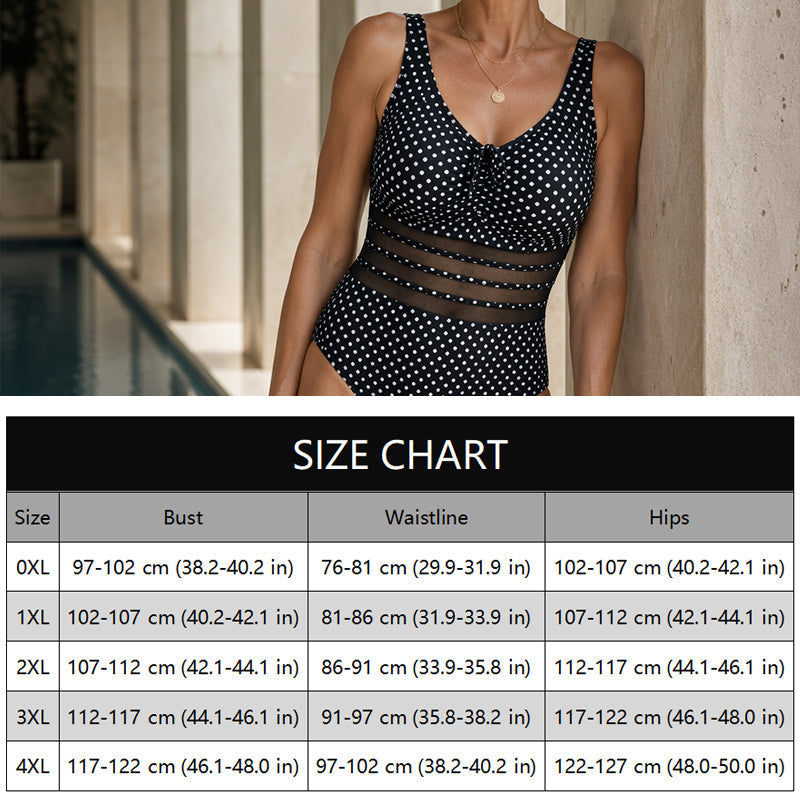 🛍️ 50 % Rabatt – Sexy Polka-Dot-Badeanzug für Plus-Size – bauchbedeckend, figurschmeichelnd & perfekt für Strand & Pool 🌊