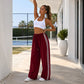 🧘‍♀️ 50 % Rabatt – Weite Sporthose mit elastischem Bund & Zugschnur – seitliche Zierbänder, leicht & vielseitig – ideal für Yoga, Fitness & Freizeit 👖