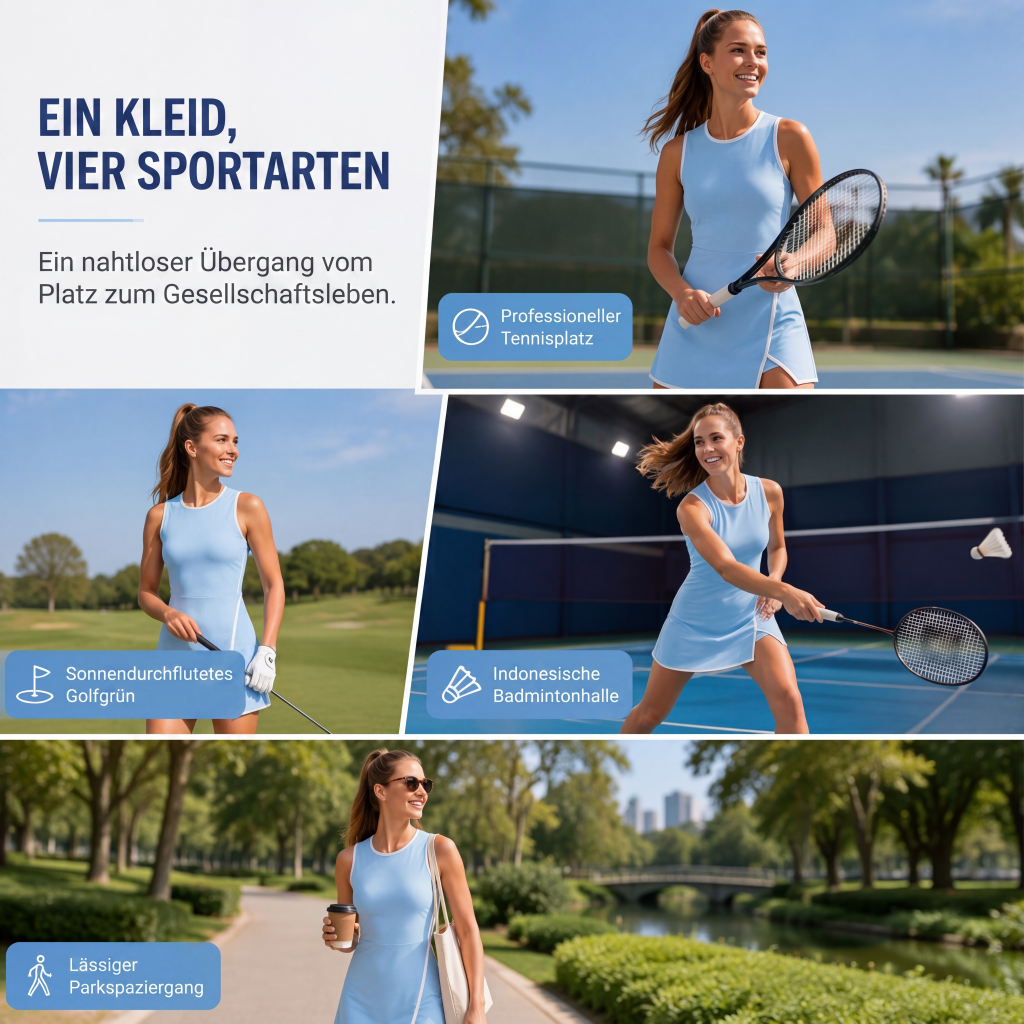 🎾 Damen Tenniskleid mit lockerem Schnitt – Sportlich-elegantes Freizeitkleid für warme Tage