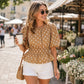 🛍️ 50 % Rabatt – Damen-Top mit Polka-Dot-Print – taillierter Schnitt, 5/4-Ärmel & vielseitig – für den modernen Alltag 🌸