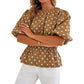 🛍️ 50 % Rabatt – Damen-Top mit Polka-Dot-Print – taillierter Schnitt, 5/4-Ärmel & vielseitig – für den modernen Alltag 🌸