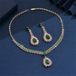 💎 Damen Schmuckset mit Zirkonia – Elegante Halskette & Ohrhänger in Pink-Grün Design