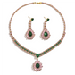 💎 Damen Schmuckset mit Zirkonia – Elegante Halskette & Ohrhänger in Pink-Grün Design