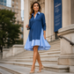 👗 Damen Langarmkleid mit Streifenmuster und Lagenlook – Vielseitiges Kleid für Freizeit, Büro und Alltag