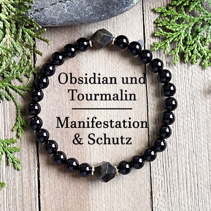 🖤 Facettiertes Obsidian-Armband – Eleganter Glücksbringer für Wohlstand & positive Energie ✨