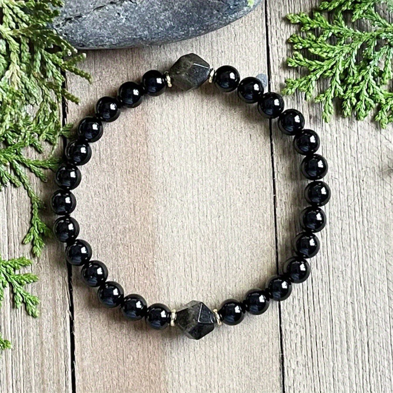 🖤 Facettiertes Obsidian-Armband – Eleganter Glücksbringer für Wohlstand & positive Energie ✨