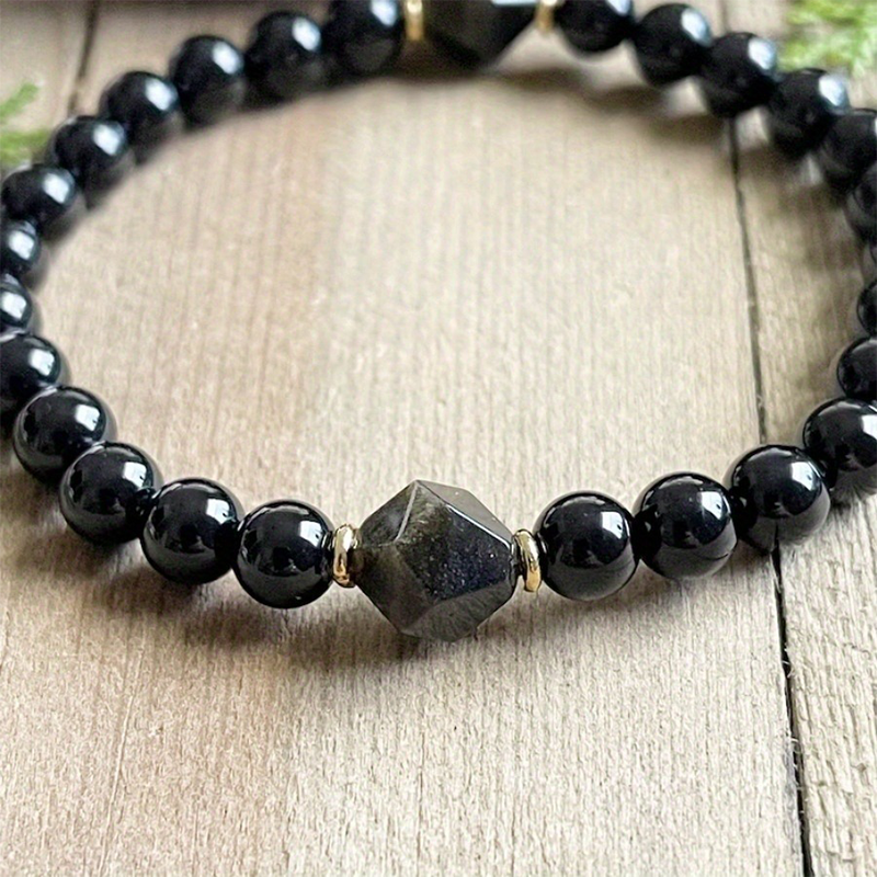 🖤 Facettiertes Obsidian-Armband – Eleganter Glücksbringer für Wohlstand & positive Energie ✨