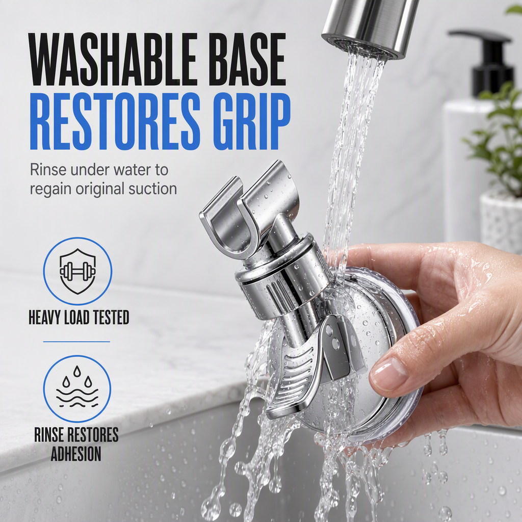 🚿 50 % Rabatt! Verstellbarer Duschkopfhalter ohne Bohren – Saugnapf-Duschhalterung für Badezimmer & Dusche