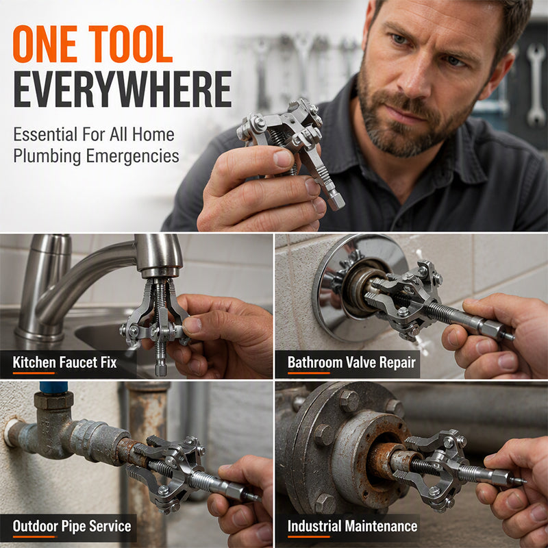 🔧 40 % Rabatt! 3-Backen Rohr-Ausdreher – Universelles Werkzeug zum Entfernen gebrochener Rohre mit Bohrmaschine