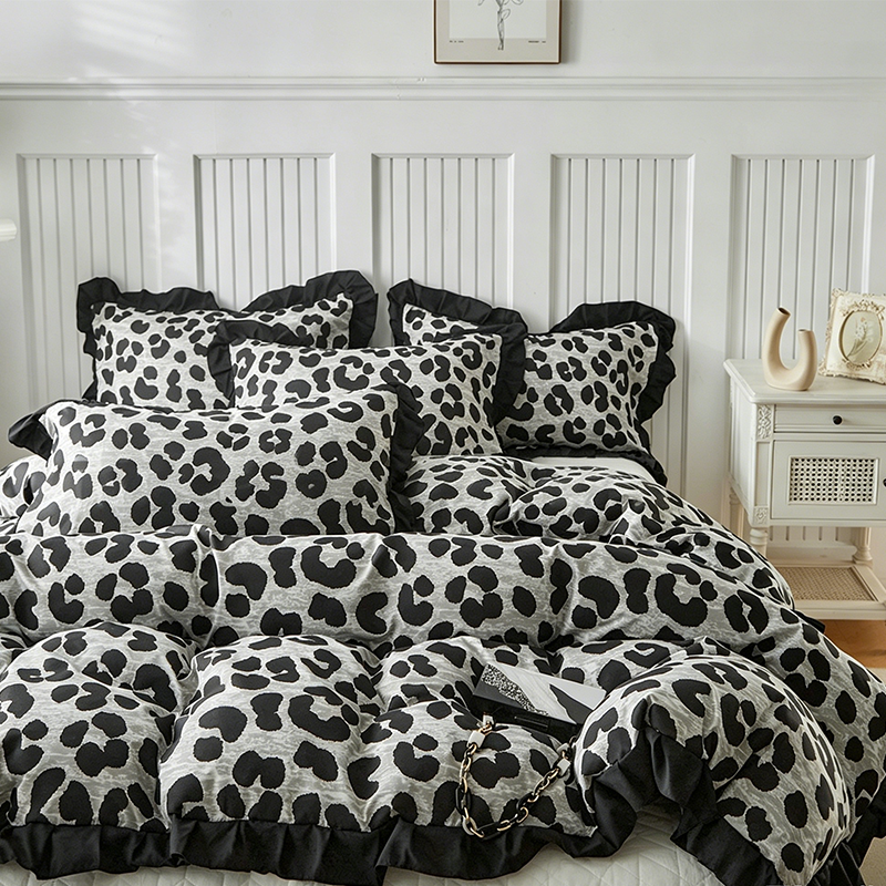 🛏️ 50 % Rabatt! Bettwäsche-Set mit Leopardenmuster & Rüschen – Stilvoller Bettbezug mit Kissenbezügen für ein besonderes Schlafzimmer
