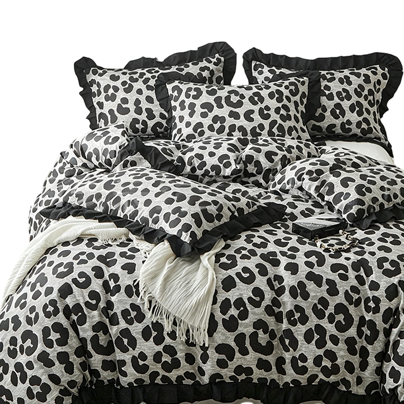 🛏️ 50 % Rabatt! Bettwäsche-Set mit Leopardenmuster & Rüschen – Stilvoller Bettbezug mit Kissenbezügen für ein besonderes Schlafzimmer