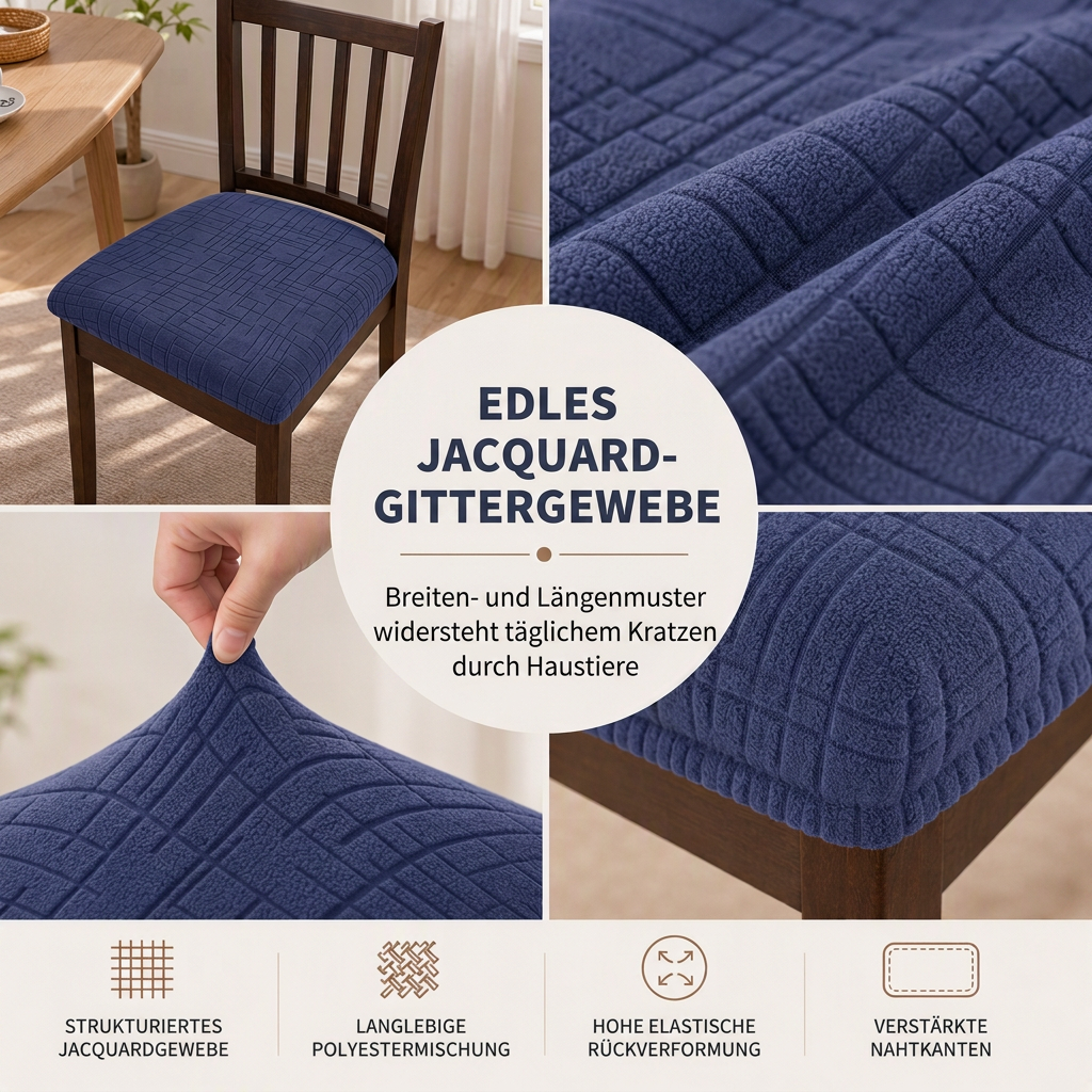 🪑 1+1 GRATIS! Elastischer Stuhlbezug mit Kettenmuster – Dehnbar, pflegeleicht & passend für viele Esszimmerstühle ✨