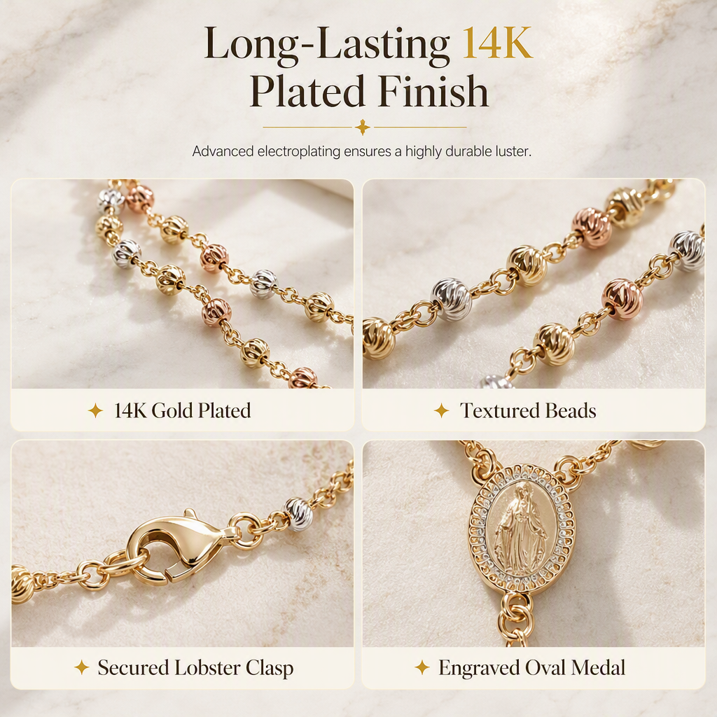 ✝️ 50 % Rabatt! Vintage Kreuzkette mit Marienanhänger – Goldfarbener eleganter Schmuck für den Alltag