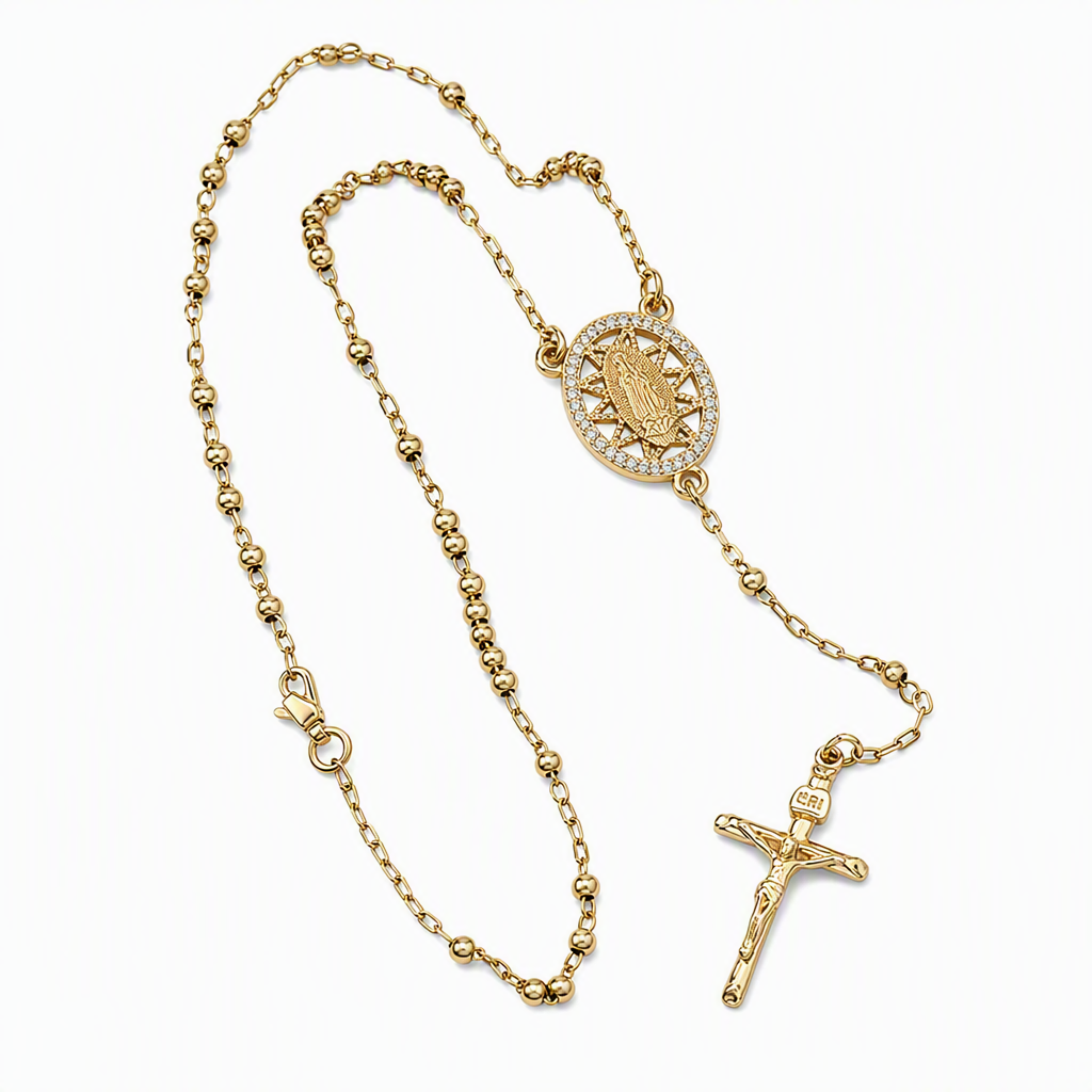 ✝️ 50 % Rabatt! Vintage Kreuzkette mit Marienanhänger – Goldfarbener eleganter Schmuck für den Alltag