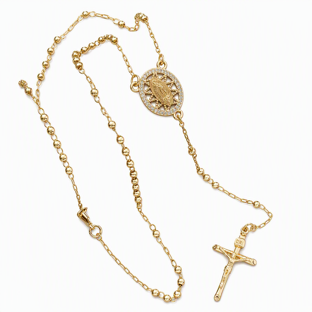 ✝️ 50 % Rabatt! Vintage Kreuzkette mit Marienanhänger – Goldfarbener eleganter Schmuck für den Alltag