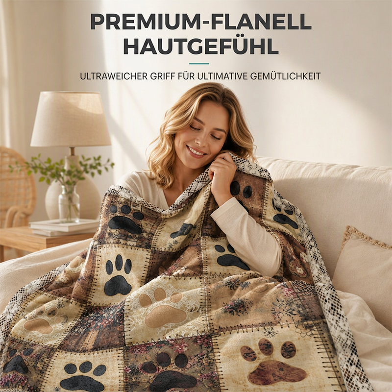 🍂 50 % Rabatt! 🐾Warme Flanelldecke mit Pfotenmuster – Weiche Sofadecke für Herbst & Winter