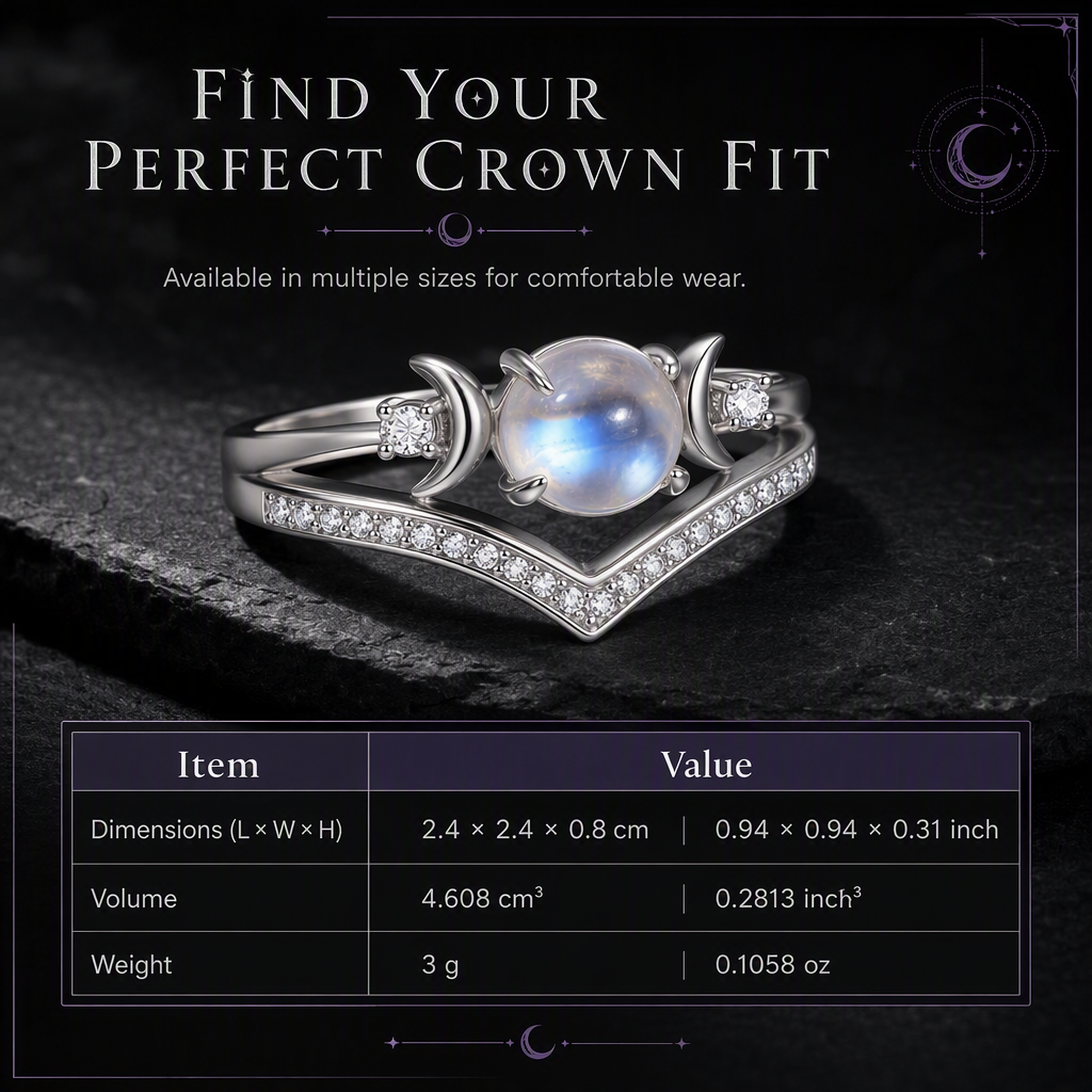 🌙 50 % Rabatt! Vintage Mondstein Ring mit Halbmond-Design – Mystischer & eleganter Schmuck für Damen
