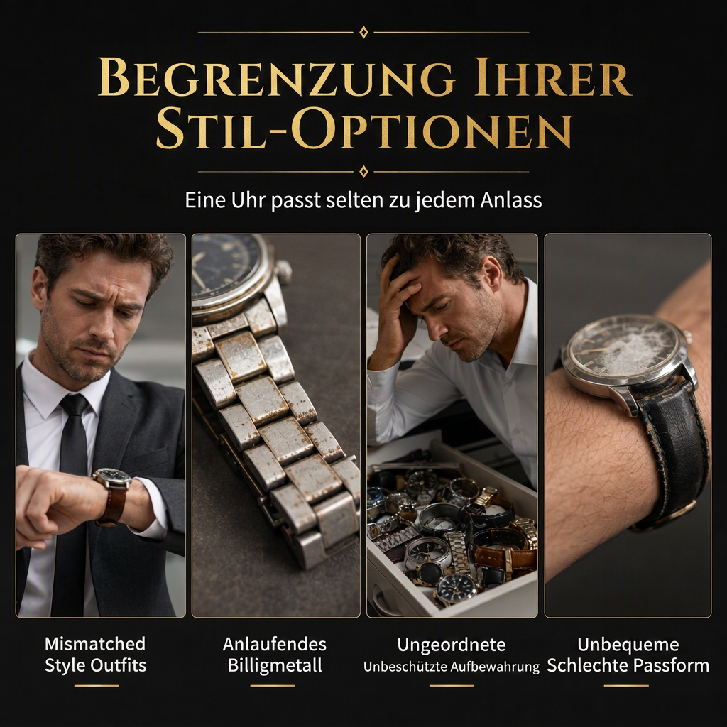 🎁 50 % Rabatt! 6-teiliges Uhren-Set für Herren – Elegante Armbanduhr mit Edelstahlarmband in Geschenkbox