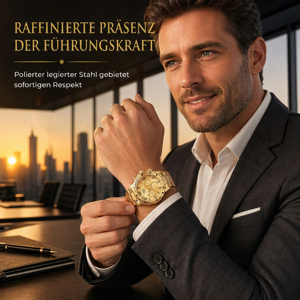 🎁 50 % Rabatt! 6-teiliges Uhren-Set für Herren – Elegante Armbanduhr mit Edelstahlarmband in Geschenkbox