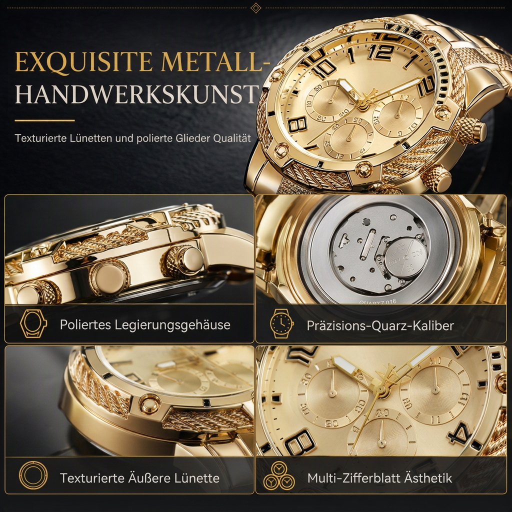 🎁 50 % Rabatt! 6-teiliges Uhren-Set für Herren – Elegante Armbanduhr mit Edelstahlarmband in Geschenkbox