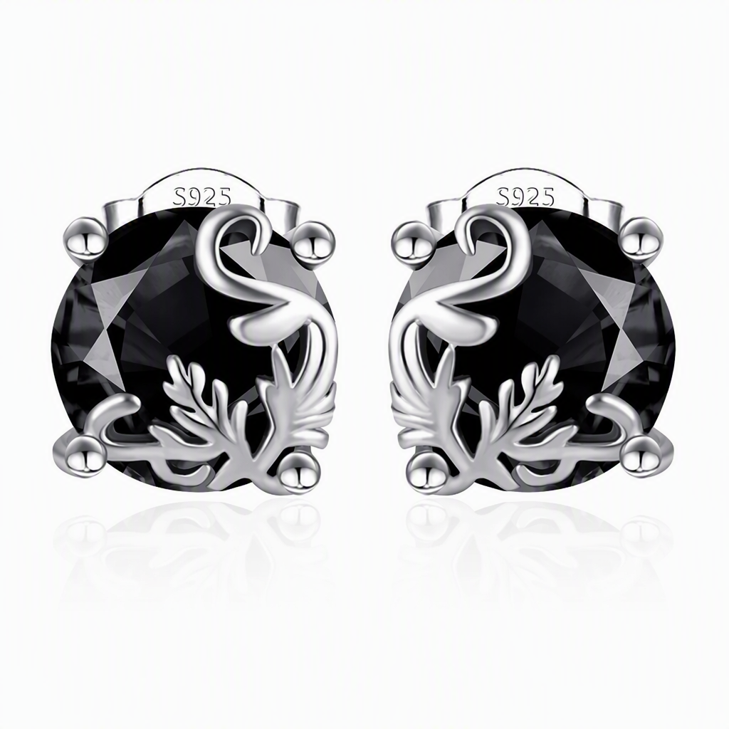 🖤 50 % Rabatt! Elegante Ohrstecker mit schwarzem Zirkonia – Vintage Design mit floralen Details