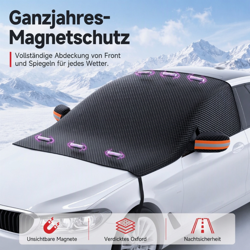 📢📢50% RABATT !!⏰Magnetische Auto-Frontscheibenabdeckung, verdickt, wasserdicht – Sonnenschutz und Schneeschutz mit reflektierenden Streifen