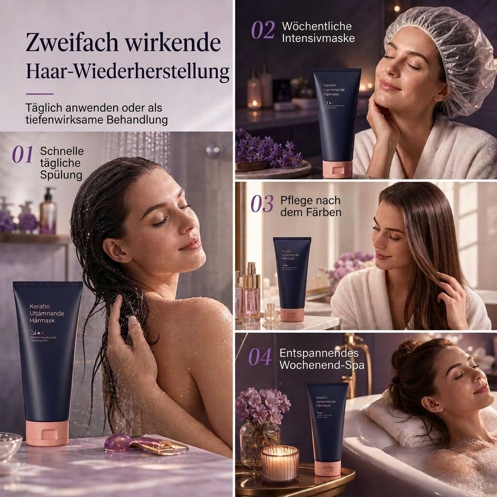 🧼 50 % RABATT 💇 Keratin Utjämnande Hårmask 320ml Pflegende und Reparierende Kur für trockenes, krauses und geschädigtes Haar 🧴