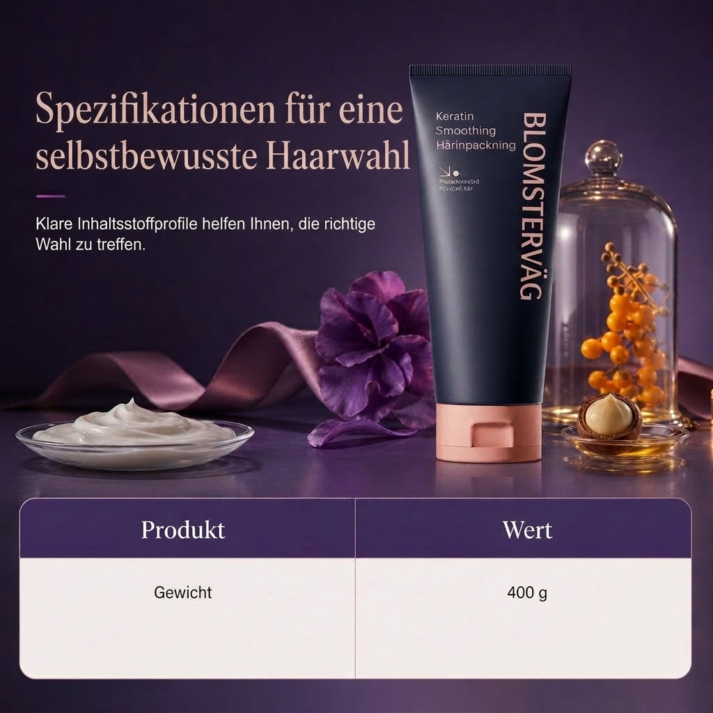 🧼 50 % RABATT 💇 Keratin Utjämnande Hårmask 320ml Pflegende und Reparierende Kur für trockenes, krauses und geschädigtes Haar 🧴