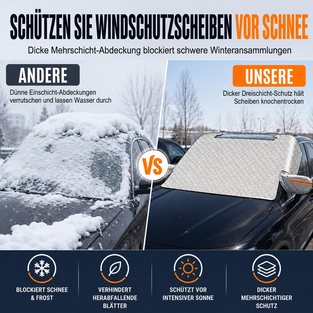 ⏳Zeitlich begrenztes Angebot⏳ Verdickte magnetische Auto-Frontscheiben-Schneedecke Halbabdeckung für Winter-Frontscheiben für Limousinen und SUVs