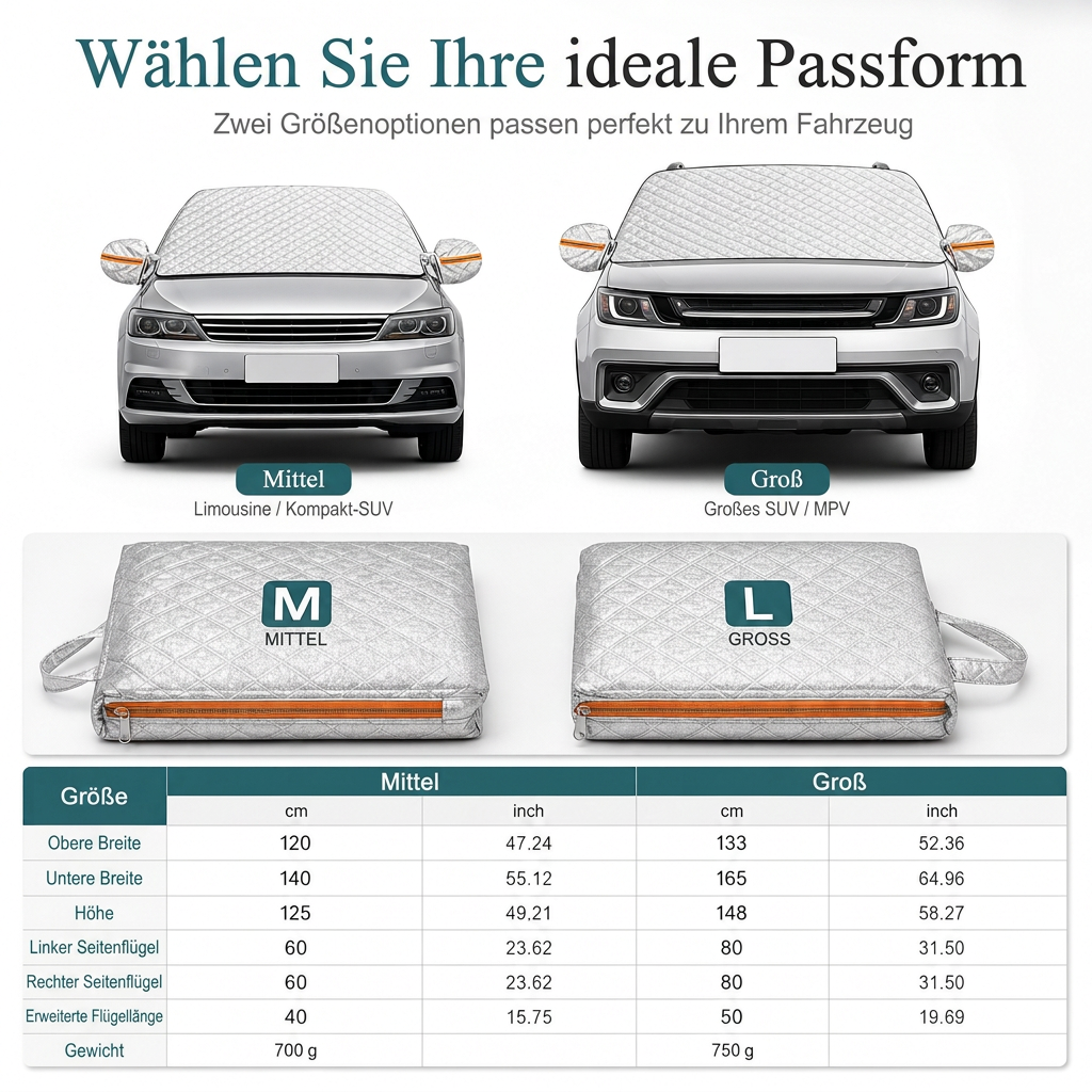 ⏳Zeitlich begrenztes Angebot⏳ Verdickte magnetische Auto-Frontscheiben-Schneedecke Halbabdeckung für Winter-Frontscheiben für Limousinen und SUVs
