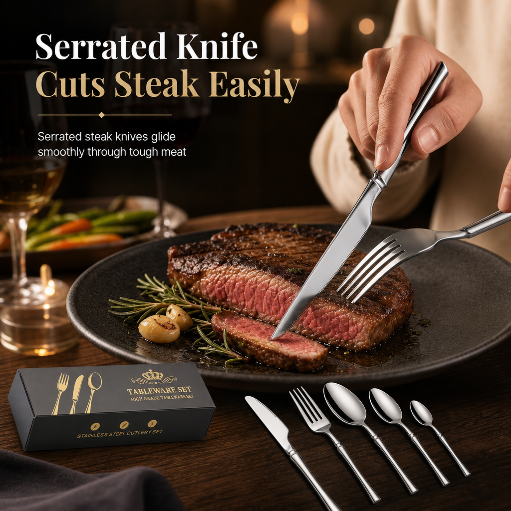 🍴 50% RABATT! ✨ Edelstahl-Besteckset – 304 Steel, 5 Finishes & 4/24 Teile ✨