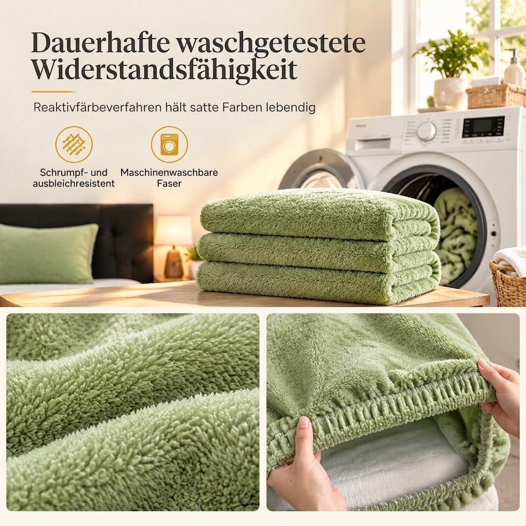 🔥50 % RABATT 🛏️ Verdicktes Spannbettlaken aus Halb-Fleece für Herbst & Winter – einfarbig, extra warm & kuschelig