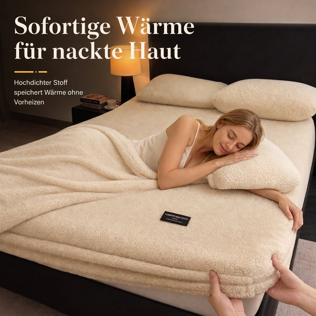 🔥50 % RABATT 🛏️ Verdicktes Spannbettlaken aus Halb-Fleece für Herbst & Winter – einfarbig, extra warm & kuschelig