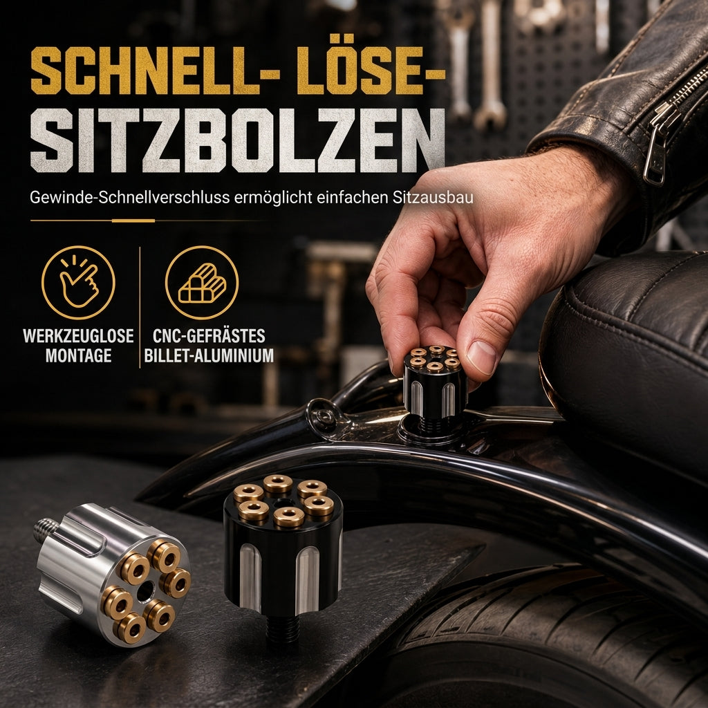 🏍️ CNC Schnellverschluss-Sitzschraube – 6 mm Aluminium, werkzeugloser Sitzbank-Bolzen
