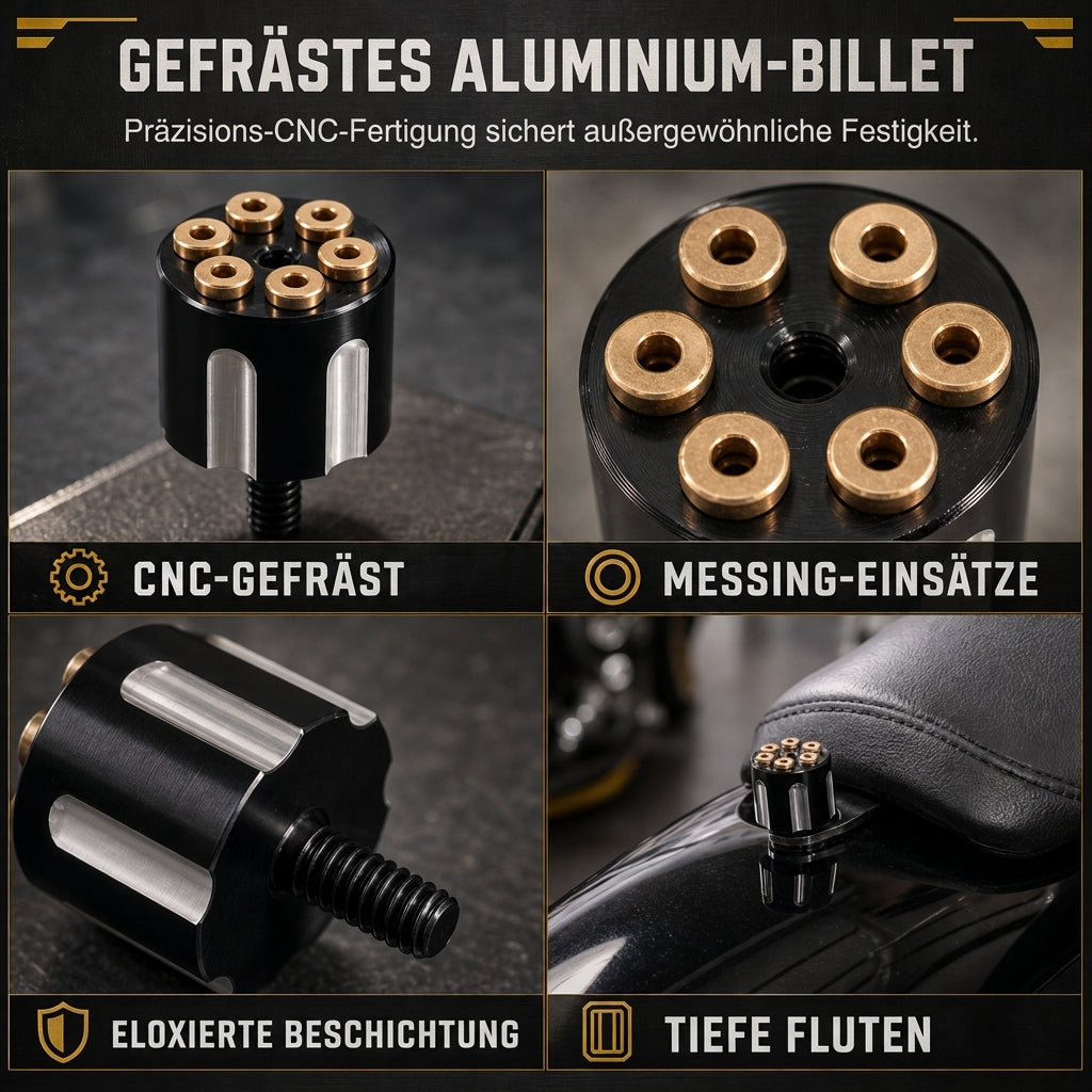 🏍️ CNC Schnellverschluss-Sitzschraube – 6 mm Aluminium, werkzeugloser Sitzbank-Bolzen