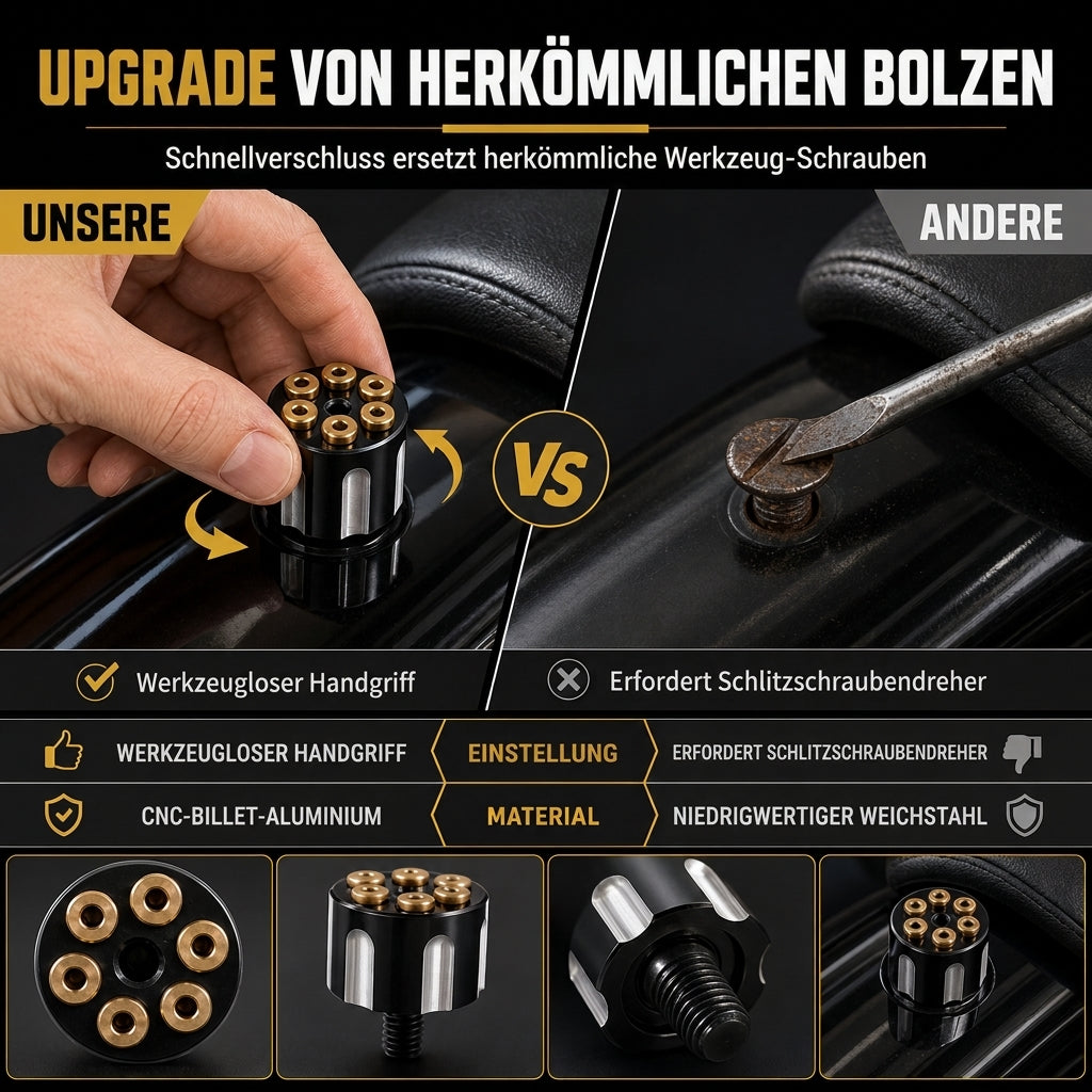 🏍️ CNC Schnellverschluss-Sitzschraube – 6 mm Aluminium, werkzeugloser Sitzbank-Bolzen
