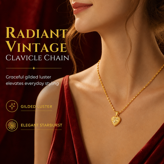 ✨ 50% RABATT! 💛 Retro Herz-Halskette aus Kupferlegierung – goldfarben, elegante Clavicle-Kette für Damen