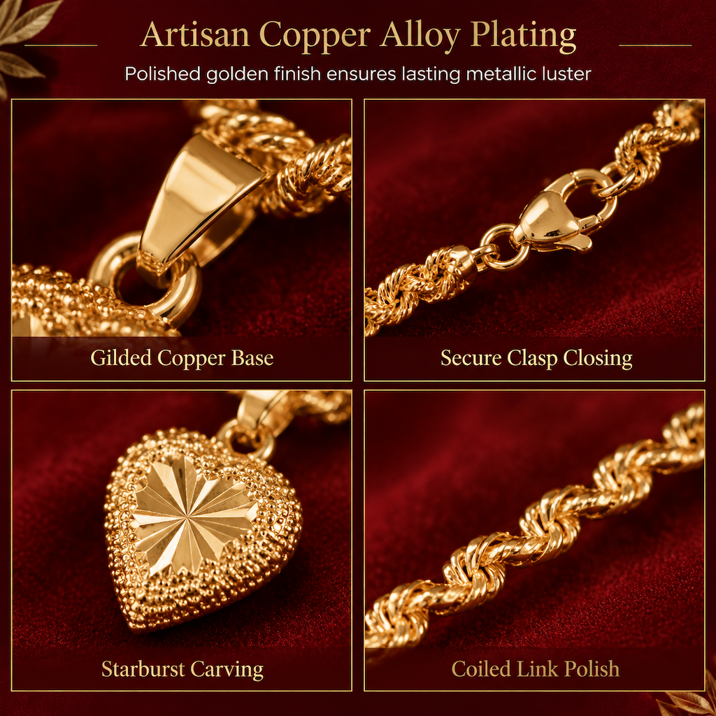 ✨ 50% RABATT! 💛 Retro Herz-Halskette aus Kupferlegierung – goldfarben, elegante Clavicle-Kette für Damen