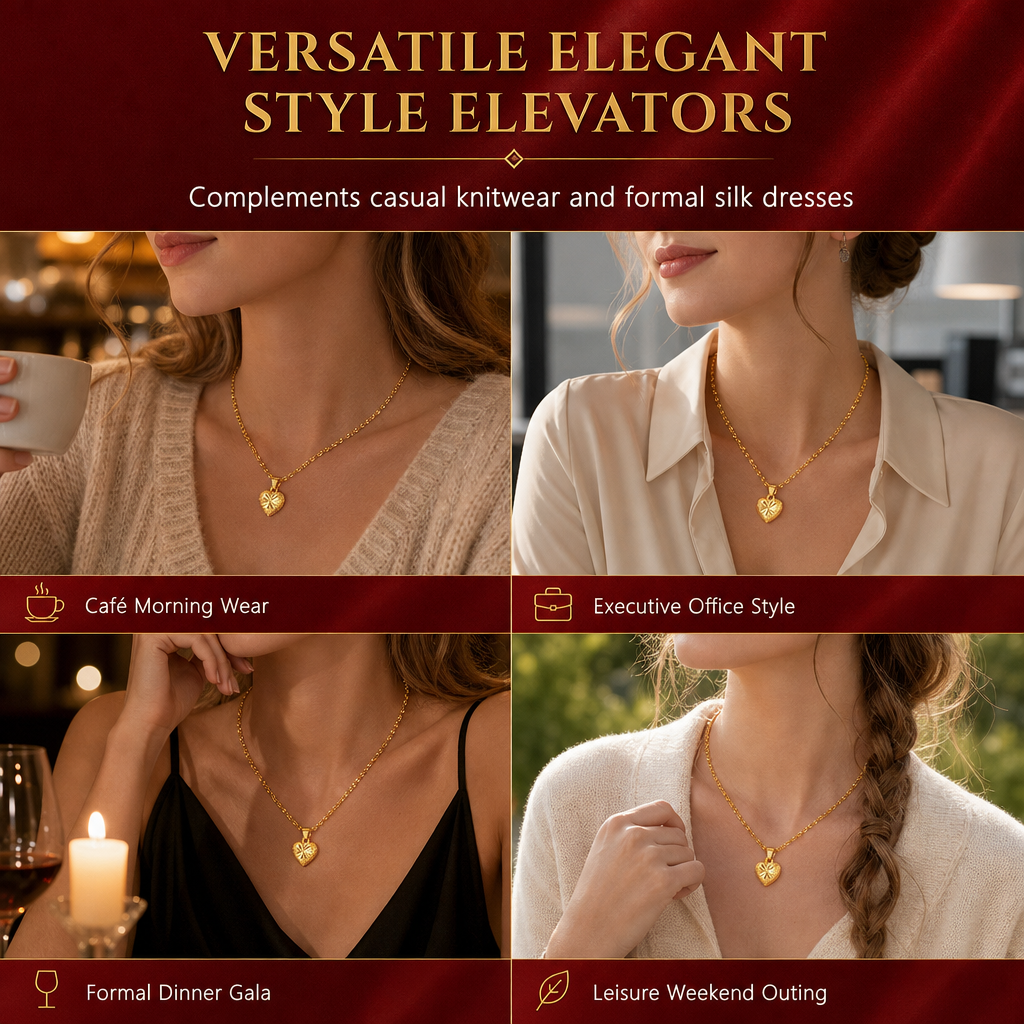 ✨ 50% RABATT! 💛 Retro Herz-Halskette aus Kupferlegierung – goldfarben, elegante Clavicle-Kette für Damen