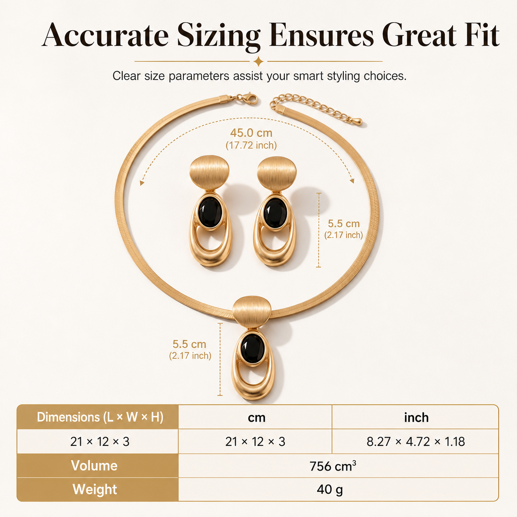 🖤 50% RABATT! 💎 Vintage-Schmuckset in gebürstetem Gold & Schwarz – Choker & Ohrringe für Alltag, Banquet & Party