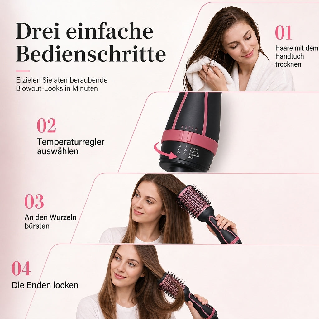 ⏳50% RABATT⏰Multifunktionaler Haartrockner-Bürste und Heißluft-Styler zum Glätten und Locken von nassem und trockenem Haar
