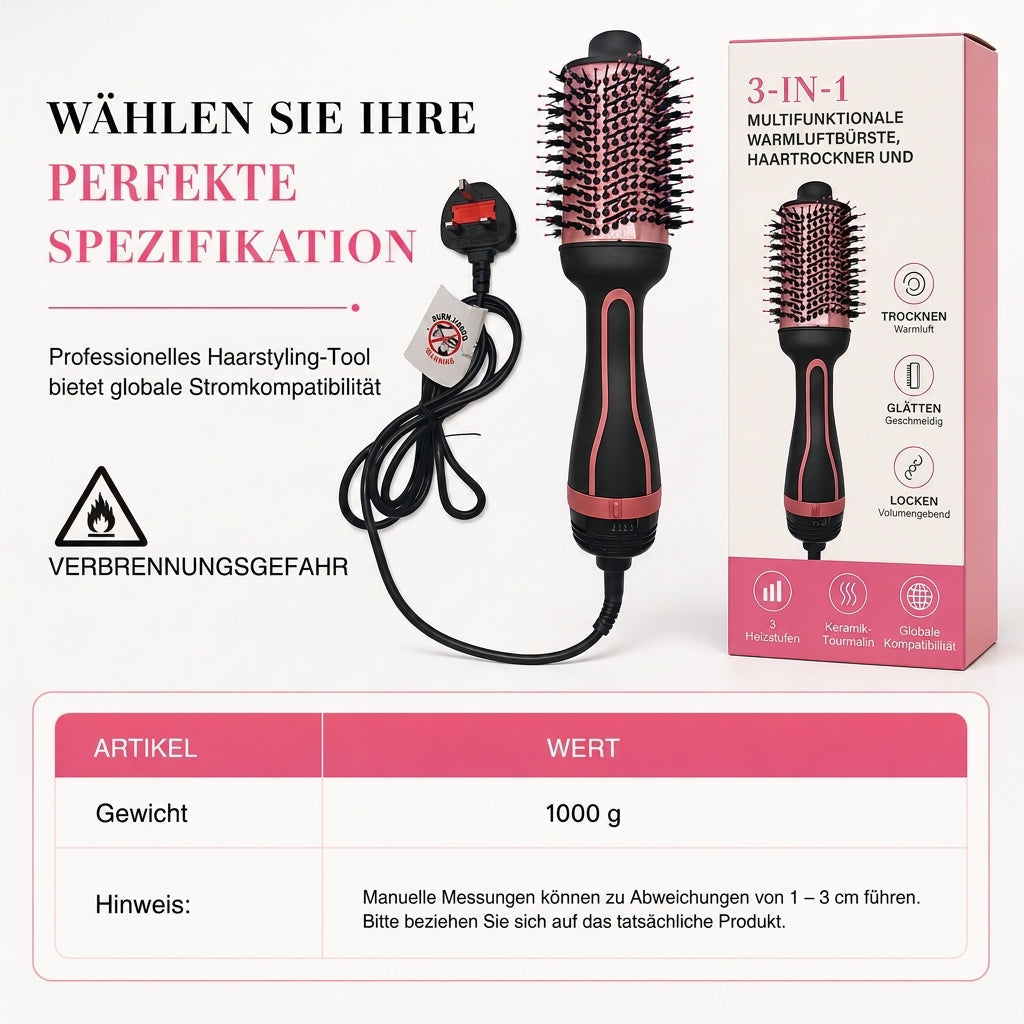 ⏳50% RABATT⏰Multifunktionaler Haartrockner-Bürste und Heißluft-Styler zum Glätten und Locken von nassem und trockenem Haar